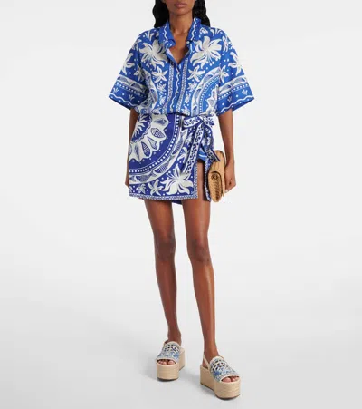 Farm Rio Printed Leather Platform Espadrilles In Multi