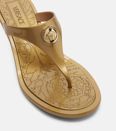 Versace Alia 55 Metallic Thong Sandals In Multi
