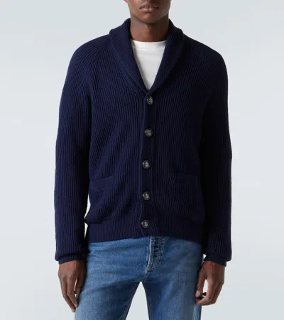 Brunello Cucinelli Ribbed-knit Cardigan In Blue