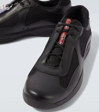 Prada Technical Sneakers Mesh Panels Rubber Sole In Black