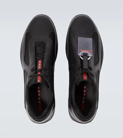 Prada Technical Sneakers Mesh Panels Rubber Sole In Black