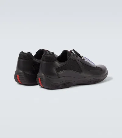 Prada Technical Sneakers Mesh Panels Rubber Sole In Black