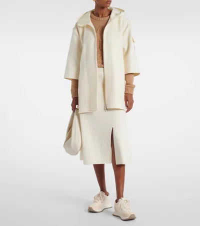 Moncler Virgin Wool Blend Cape In Nude