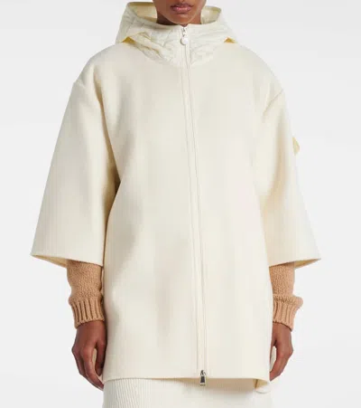 Moncler Virgin Wool Blend Cape In Nude