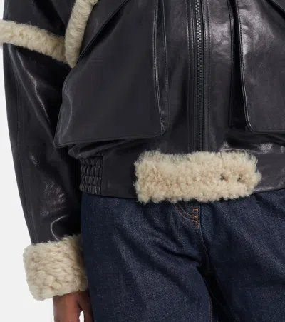 Magda Butrym Leather Jacket With Unique Fur Insert