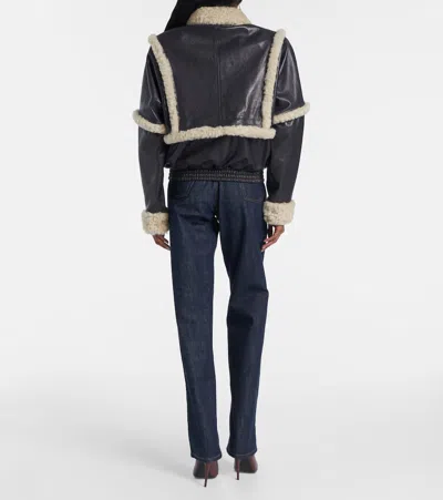 Magda Butrym Leather Jacket With Unique Fur Insert