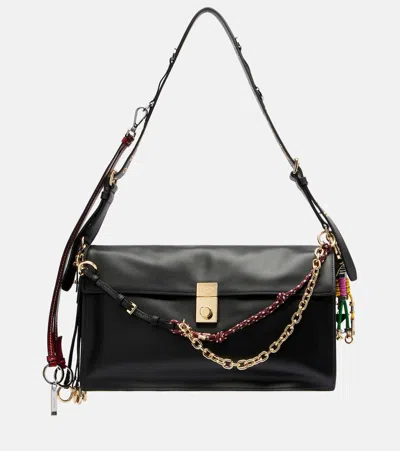 Prada Soft Sound Large Leather Shoulder Bag With Charms