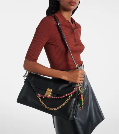 Prada Soft Sound Large Leather Shoulder Bag With Charms