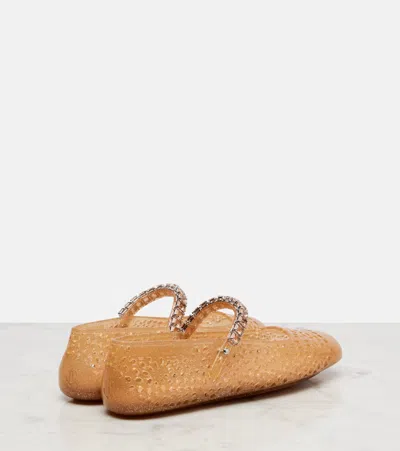 Jimmy Choo Crystal-embellished Cut-out Ballet Flats With Glitter Finish