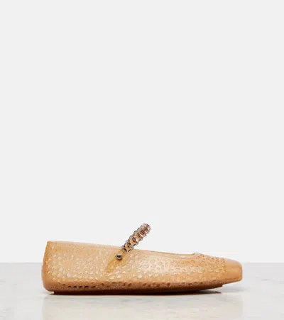 Jimmy Choo Crystal-embellished Cut-out Ballet Flats With Glitter Finish