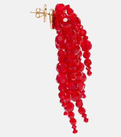 Simone Rocha Cascading Chandelier Beaded Drop Earrings In Red