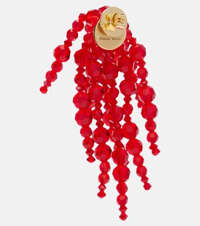 Simone Rocha Cascading Chandelier Beaded Drop Earrings In Red