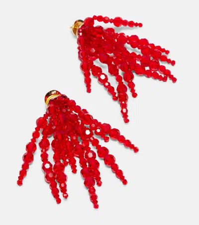 Simone Rocha Cascading Chandelier Beaded Drop Earrings In Red