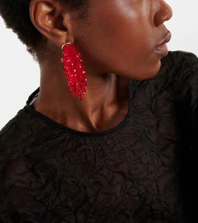 Simone Rocha Cascading Chandelier Beaded Drop Earrings In Red