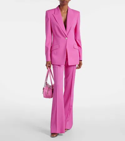 Versace Wool Gabardine Single-breasted Informal Jacket In Pink
