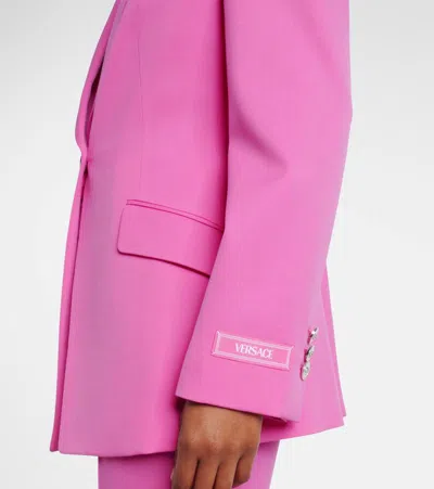 Versace Wool Gabardine Single-breasted Informal Jacket In Pink
