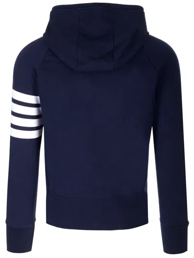 Thom Browne 4-bar Zip-up Hoodie In Blue