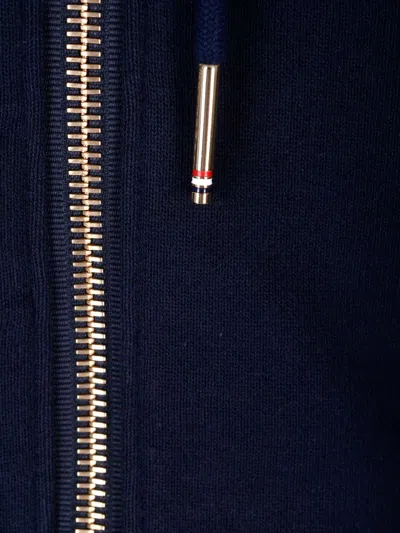 Thom Browne 4-bar Zip-up Hoodie In Blue