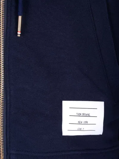 Thom Browne 4-bar Zip-up Hoodie In Blue
