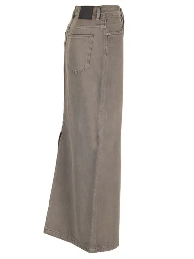 Acne Studios Gray Faded Denim Maxi Skirt In Gray