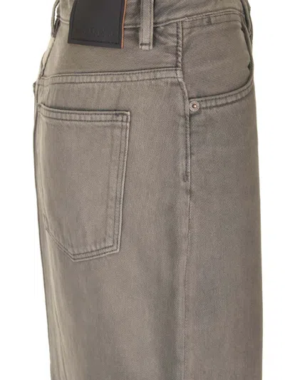 Acne Studios Gray Faded Denim Maxi Skirt In Gray