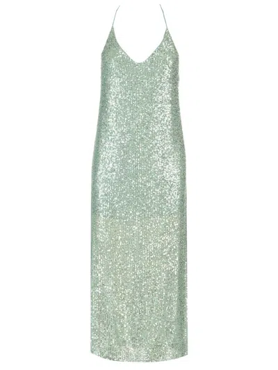 The Nina Studio Woman Midi Dress Light Green Size M Polyester In Silver
