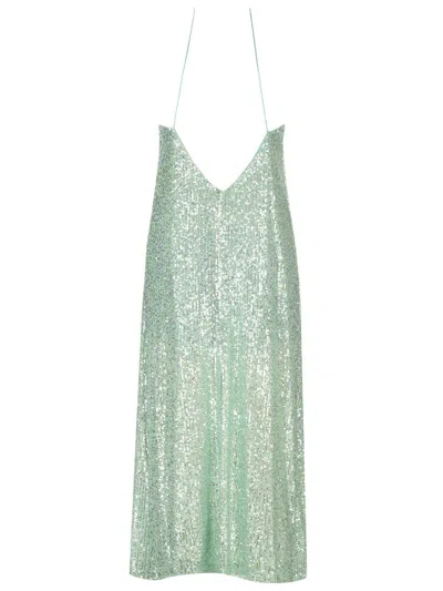 The Nina Studio Woman Midi Dress Light Green Size M Polyester In Silver