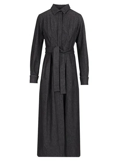 Max Mara Go Belted Waist Midi Dress With Long Sleeves