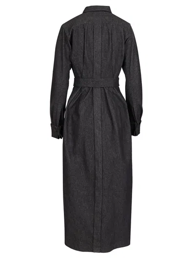 Max Mara Go Belted Waist Midi Dress With Long Sleeves