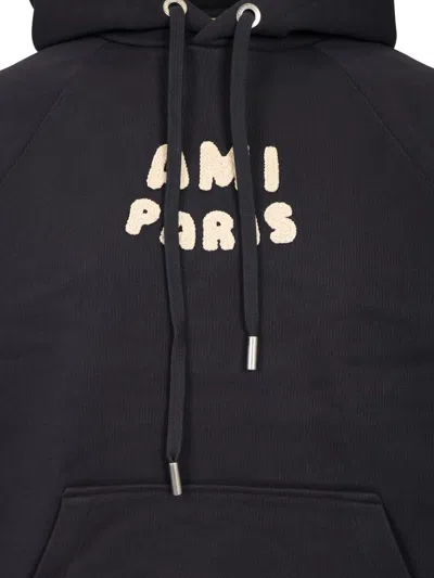 Ami Alexandre Mattiussi Navy Cotton Hoodie With Ami Paris Patch Blue In Black