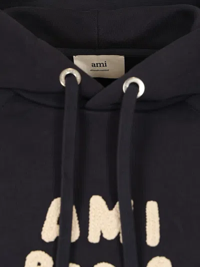 Ami Alexandre Mattiussi Navy Cotton Hoodie With Ami Paris Patch Blue In Black