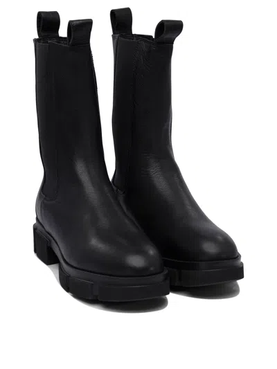 Copenhagen Black Ankle Boots With Elastic Side Panels In Black