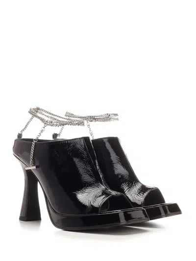 Alexander Mcqueen Ankle Chain Strap Sandals Black