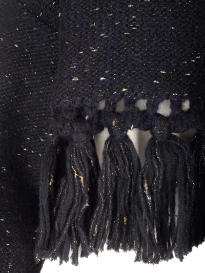 Alanui Astrale Crop Sweater With Fringes In Blue