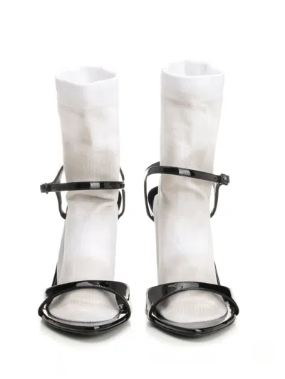 Balenciaga Avenue Sock Black Sandal In Patent Leather And Mesh