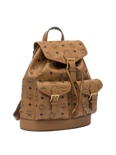 Mcm Straps Adjustables Front Pockets Top Handle In Brown