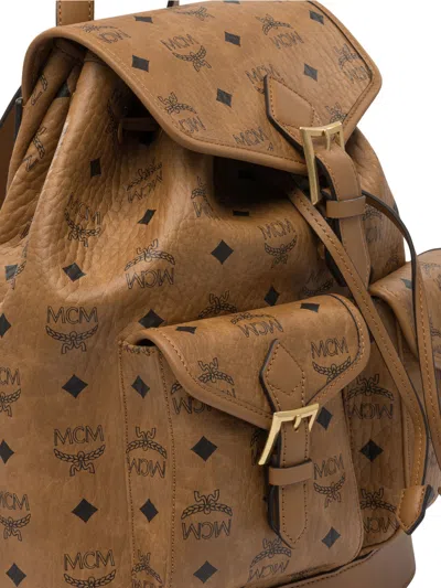 Mcm Straps Adjustables Front Pockets Top Handle In Brown