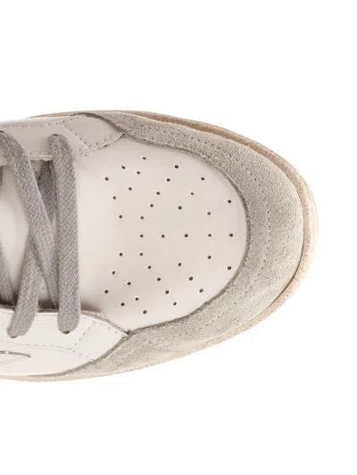 Golden Goose White Cow Leather Vamp Sneakers With Unique Used And Dirty Effect