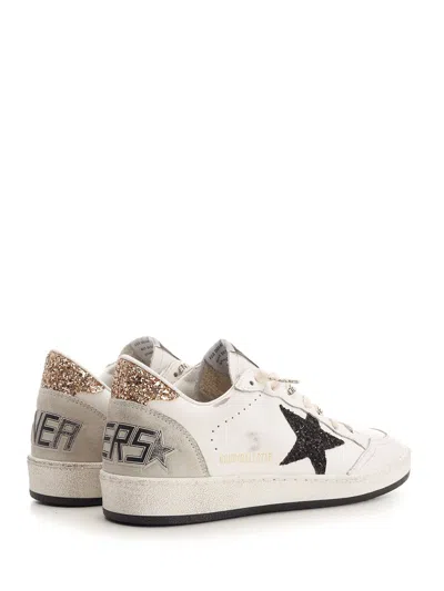 Golden Goose Deluxe Brand Women Ball Star Leather Sneakers With Glitter Detail In Neutral