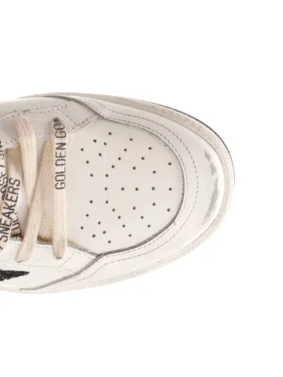 Golden Goose Deluxe Brand Women Ball Star Leather Sneakers With Glitter Detail In Neutral