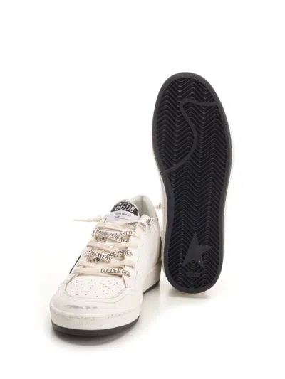 Golden Goose Deluxe Brand Women Ball Star Leather Sneakers With Glitter Detail In Neutral