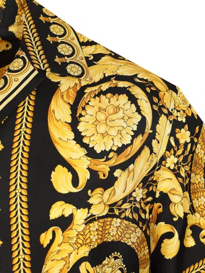 Versace Informal Shirt Silk Twill Fabric Barocco Print