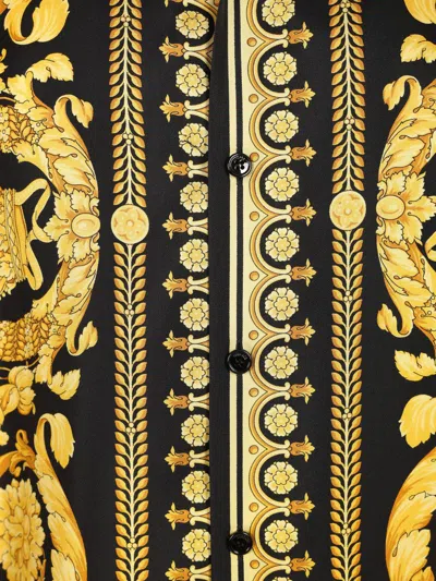 Versace Informal Shirt Silk Twill Fabric Barocco Print