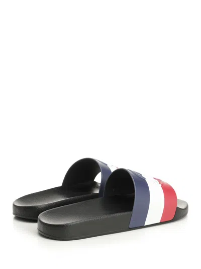 Moncler Black Rubber Basile Sliders In Multi