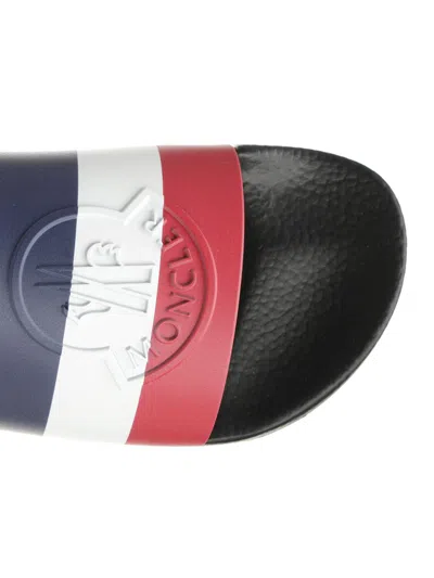 Moncler Black Rubber Basile Sliders In Multi