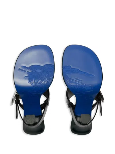 Burberry Black Leather Bay Thong Mules In Black
