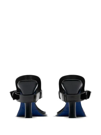 Burberry Black Leather Bay Thong Mules In Black