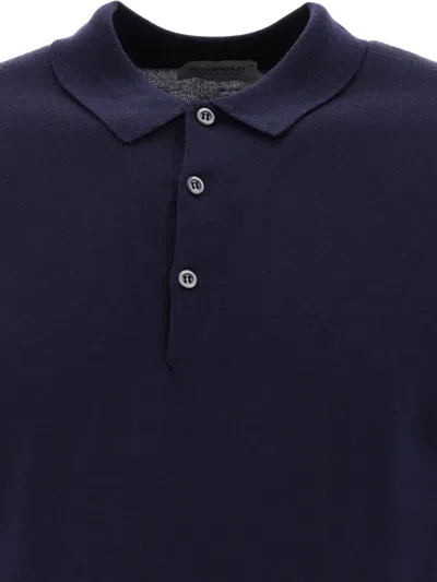 John Smedley "belper" Ribbed Polo Shirt With Collar In Blue