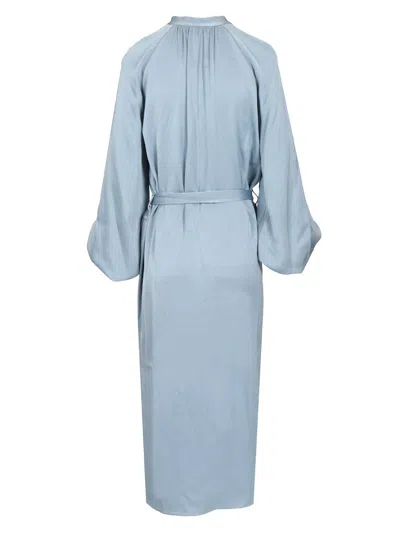 Filippa K Belted Long-sleeve Midi Dress In Blue