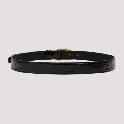 Balenciaga Crocodile Texture Belt With Gold-tone Interlocking Buckle